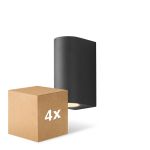 Confezione Multipack 4x D'Lite Luce Da Parete Vossem Aluminium Nero| IP54 - Adatto Per 2x GU10