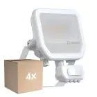 Confezione Multipack 4x Ledvance Proiettore LED Aluminium Bianca 17W 2400lm 100D - 840 Bianco Freddo | IP65 - Sensore di Movimento e Luce - Simmetrico